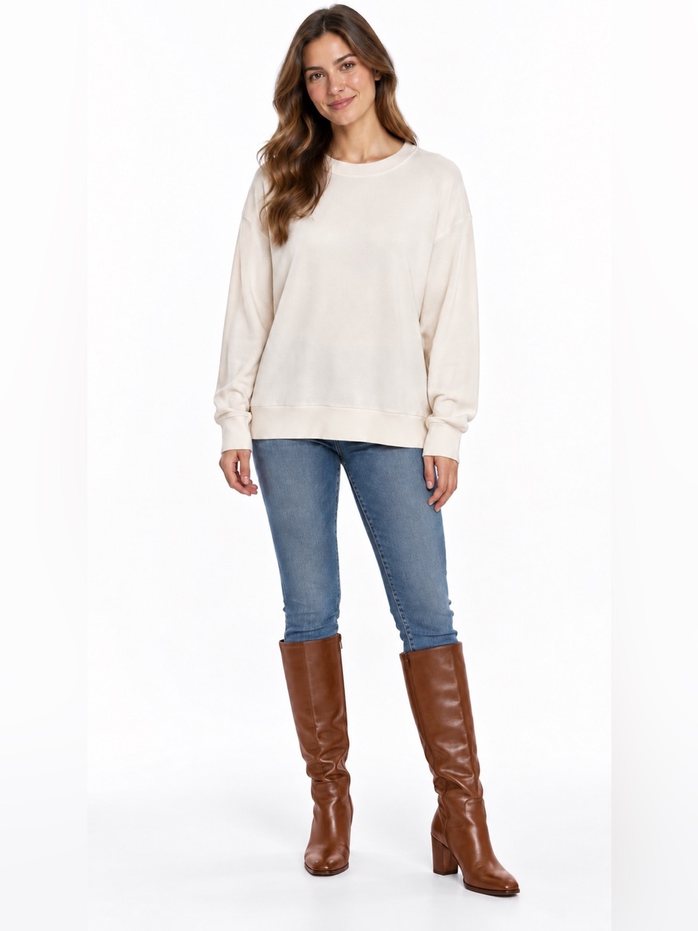 Uniqlo Cream Crewneck Pullover Sweater